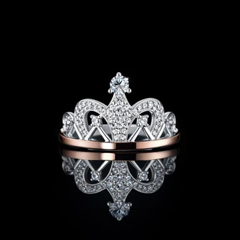 Серебряное кольцо "Корона" с золотыми вставками 19 размер