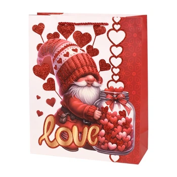 Подарунковий пакет до дня закоханих Love You R98086-M 26х32х10 см Червоно-білий
