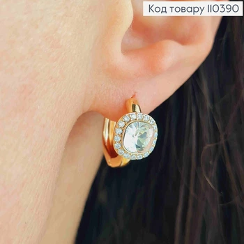 Серьги кольца с Блестящим камнем Сваровски, диаметр 1,5см, XUPING 18K