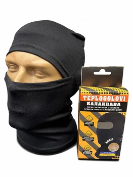 Балаклава шапка подшлемник из вискозы тонкая one size Черная Teplogolovi