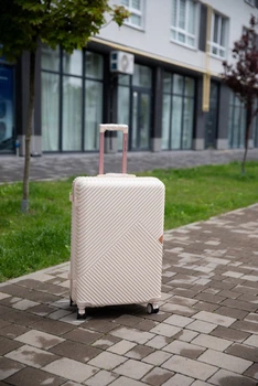 Дорожня пластикова валіза Wings WN01 Dove велика (L) на 4-х подвійних колесах 75х50х30 см кремова