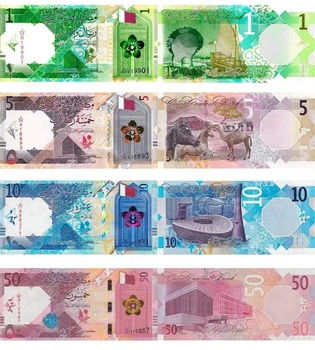 Набір 4 банкноти 1, 5, 10, 50 ріалів Катар 2020 - 2022 рік UNC