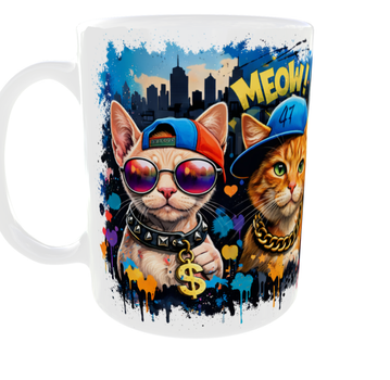 Кружка с котиками 330 мл Cat Art Urban 2026 | Модная кружка для парня и девушки | Подарок подростку, сыну, подруге 11 oz