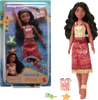 Плавающая Кукла Моана Меняет Цвет с Аксессуарами Disney Swimming Tautai Moana 2 Color Change Mattel JFF08