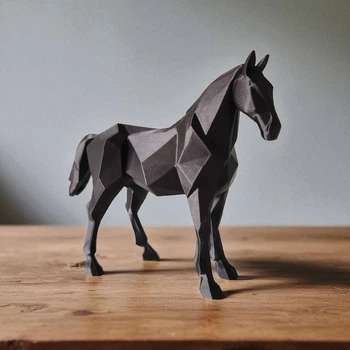 Елегантна фігура коня в стилі Low Poly — Скульптура кінь сучасний декор для дому та офісу XS (6х17х14 см)