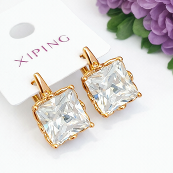 Серьги Xuping длина 1.5см ширина 1см медицинское золото позолота 18К с1475