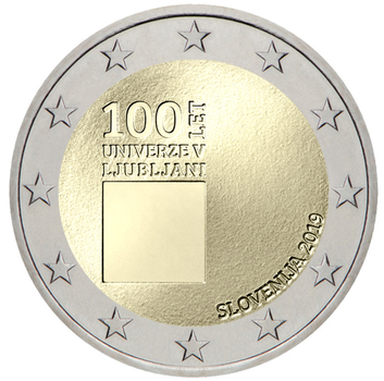 Монета 2 євро 100 років заснуванню Люблянського університету UNC