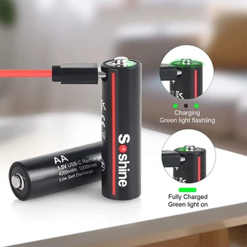 Акумулятор Soshine AA-1.5-4200USB, AA/HR6, 1.5V, Li-Ion, USB-C, 4200mWh, поштучно