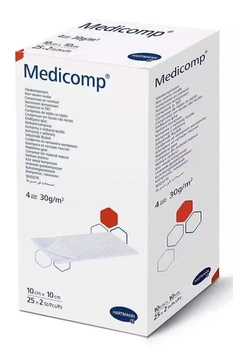 Стерильні серветки з нетканого матеріалу Medicomp 10 х 10 см 2х100шт