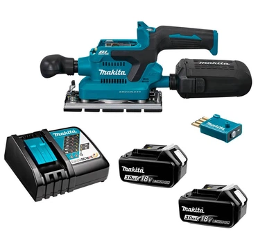 Акумуляторна вібраційна шліфмашина Makita DBO381S2F, 2 акб BL1830B 18V 3.0Ah, з/п DC18RC, модуль AWS (DBO381S2F)