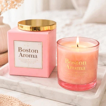 Аромасвеча в стеклянном стакане с металлической крышечкой «Boston Aroma», 490 г, 9x7 см (Ароматическая свеча для дома)