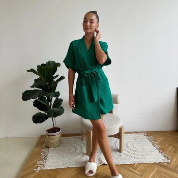 Халат жіночий Муслін S зелений Cosy M23