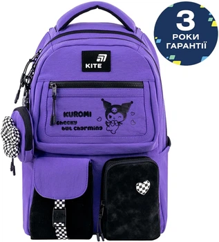 Рюкзак женский Kite Education teens 2587M Kuromi Фиолетовый 42x29x17см городской подростковый 17 л Ортопедическая спинка (HK26-2587M-1)