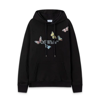 Чоловіче демісезонне худі OFF White з принтом L чорне (OFH006)