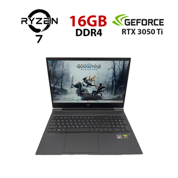 Ігровий ноутбук Б-класу HP Viсtus / 15,6" (1920x1080) IPS / AMD Ryzen 7 5800HS (8 (16) ядер по 2,8 - 4,4 ГГц) / 16 ГБ DDR4 / 512 ГБ SSD M.2 / nVidia GeForce RTX 3050 Ti, 4 ГБ GDDR6, 128-біт б/в
