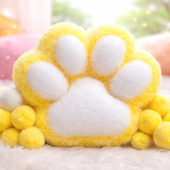 Пухнаста лапка сквіші антістрес LOW Squish Cat Paw Fluffy 9 Yellow