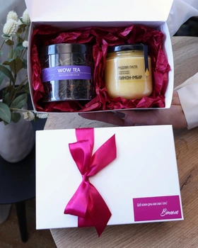 Набор Peony Box Чайно-медовый мини – подарок женщине, маме, любимой на День рождения или другой праздник. ТМ Honey Life