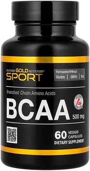 Амінокислоти California Gold Nutrition BCAA AjiPure Branched Chain Amino Acids 500 мг 60 капсул