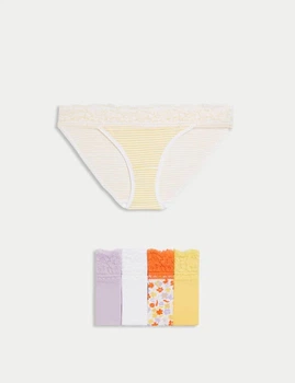 Набір мереживних трусиків Marks&Spencer бікіні 12(40) 5 шт sunshine lace різнобарвний 0217