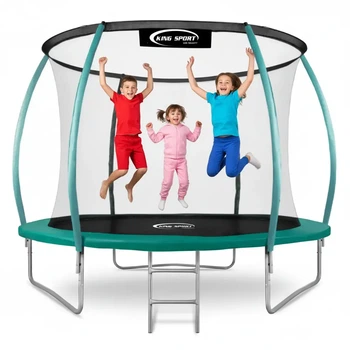Батут King Sport PRO 252 см Green с внутренней сеткой и лестницей (зеленый)