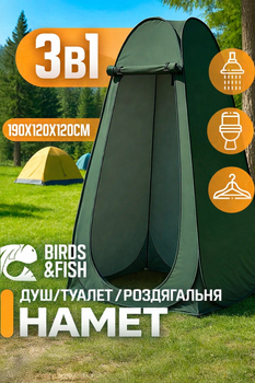 Автоматичний намет-кабінка 120х120х190 см для душу, туалету та роздягальні Pop-Up Зелений