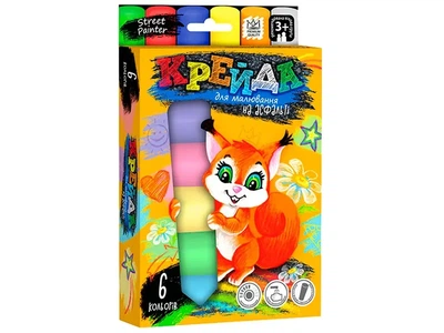 Крейда для малювання на асфальті 6 кольорів DANKO TOYS MEL-01-04U для дітей і дорослих віком від 3 років