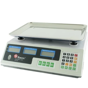 Электронные торговые весы Domotec MS-228 50кг с двумя дисплеями аккумуляторные и сетевые размеры 34,5х24см