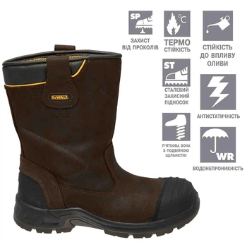 Взуття робоче DeWALT, MILLINGTON, клас захисту S3 WR SRC HRO, розмір 45, вага 2 кг (DWF50202-104-11)