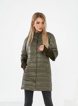 Женская демисезонная куртка удлиненная KHAN 02052 42 Хаки (KH - 02052/2 A )