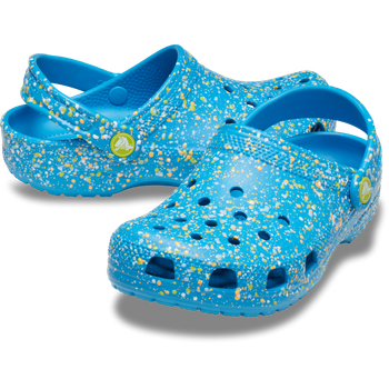 Дитячі крокси для дівчинки Crocs Kids’ Classic Splatter Paint Clog Marina/Multi (38-39, блакитні)