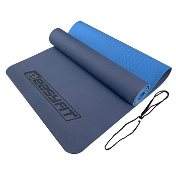 Коврик для йоги, пилатеса и фитнеса EasyFit EF-1924-BLB, противоскользящий, TPE, Синий, 183×61×0,6 см.