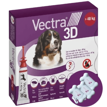 Ceva Вектра 3D Vectra 3D капли для собак от клещей и блох 40.1-65 кг, 3x0.8 мл, Сервис