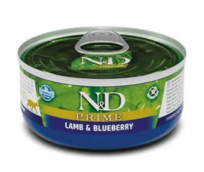 Вологий корм Farmina N&D Grain Free Prime Lamb Adult для котів, беззерновий з ягням та чорницею 70 г