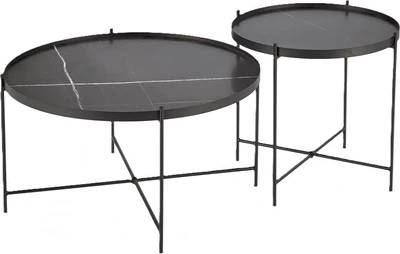 Набір столиків Halmar Julieta Чорний мармур 2 шт (5905248129610)