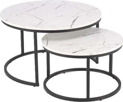 Набір столиків Halmar Java Білий мармур / Чорний 2 шт (5905248129580)