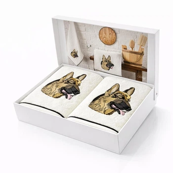 Набор полотенец Tivolyo Home My Dog махровые 50-100 см, 75-150 см кремовые