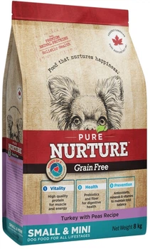 Сухий беззерновий корм Pure Nurture Grain Free Power of 3 з індичкою та горохом для собак малих та мініатюрних порід будь-якого віку 8 кг (614141030279)