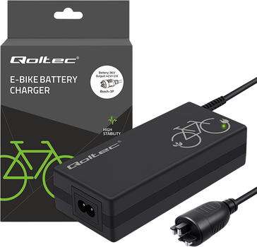 Zasilacz do roweru elektrycznego Qoltec Fast Charger for e-bike 36V | 42V | 2A | Bosch 3Pin plug + power cable (5901878526133)