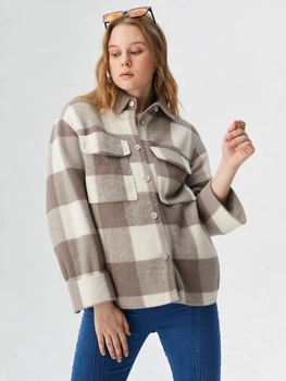 Рубашка клетчатая H&M S Бежевый 1087378_беж