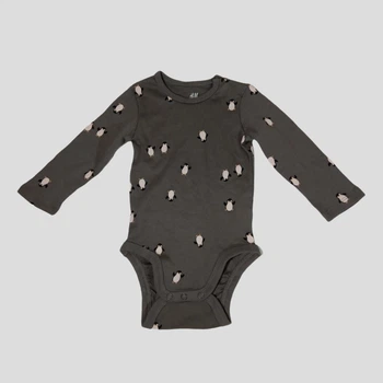 Боди лонгслив H&M 68 Серый 31-0607_пингвины