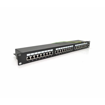 Патч-панель PiPo 24 порта FTP кат 5Е 19" 1U экранированная черная Q10 (73-00882)