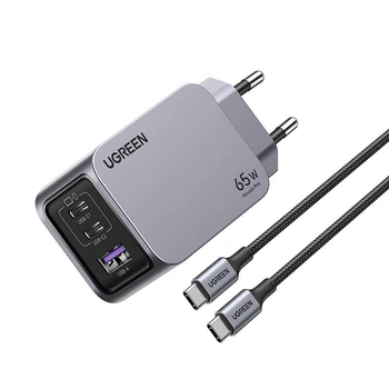 Сетевое зарядное устройство UGREEN X755 Nexode Pro USB-A/2xUSB-C 65W GaN Space Gray (25871)