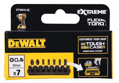 Zestaw bitów DeWalt FlexTorq 25 mm Ph2 Pz2 T20 T25 T30 7 szt. (DT70810-QZ)