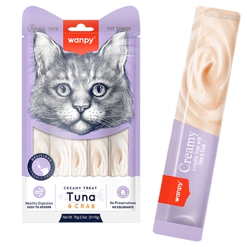 Жидкое лакомство для котов Wanpy Creamy Lickable Treats Tuna & Crab тунец краб – 5штх14г (RAC-55)