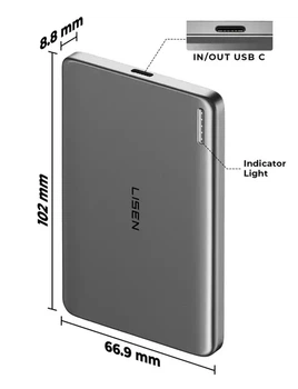 Універсальна батарея LISEN Ultra Slim MagSafe 5000mAh Grey