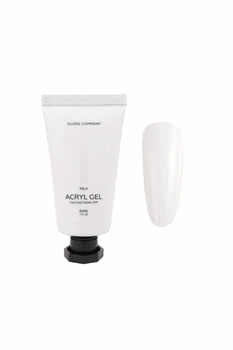Акрил-гель для наращивания ногтей GLOSS Acryl Gel Milk молочный, в тюбике 30 мл