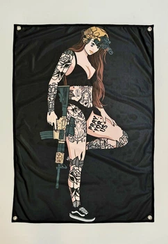 Банер флаг военный Девочки Dirty Goon тактический на люверсах 100×70 см tactical girl -1