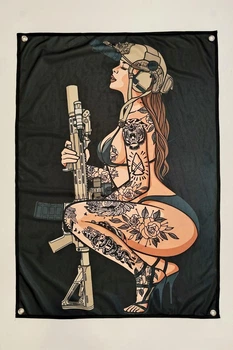 Банер флаг военный Девочки Dirty Goon тактический на люверсах 100×70 см tactical girl -3