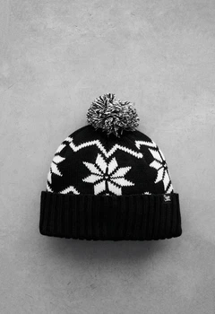 Шапка Staff black & white pattern pompon One Size