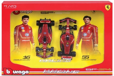 Набір металевих моделей автомобілів Bburago Ferrari SF-24 Leclerc-Sainz 1:43 36856 (4893993368563)